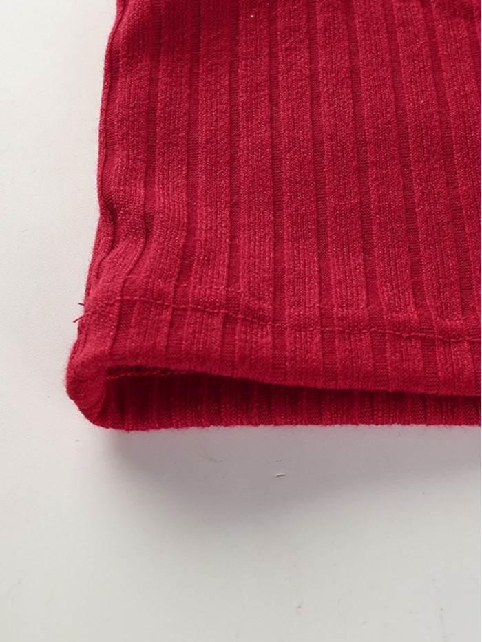 Red Sleeveless Solid Color Bodycon Sweater Dress